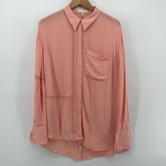 Ted Baker Agniss Lace Trim Tunic Shirt in Peach 4 / XL A21 - Picture 2 of 7